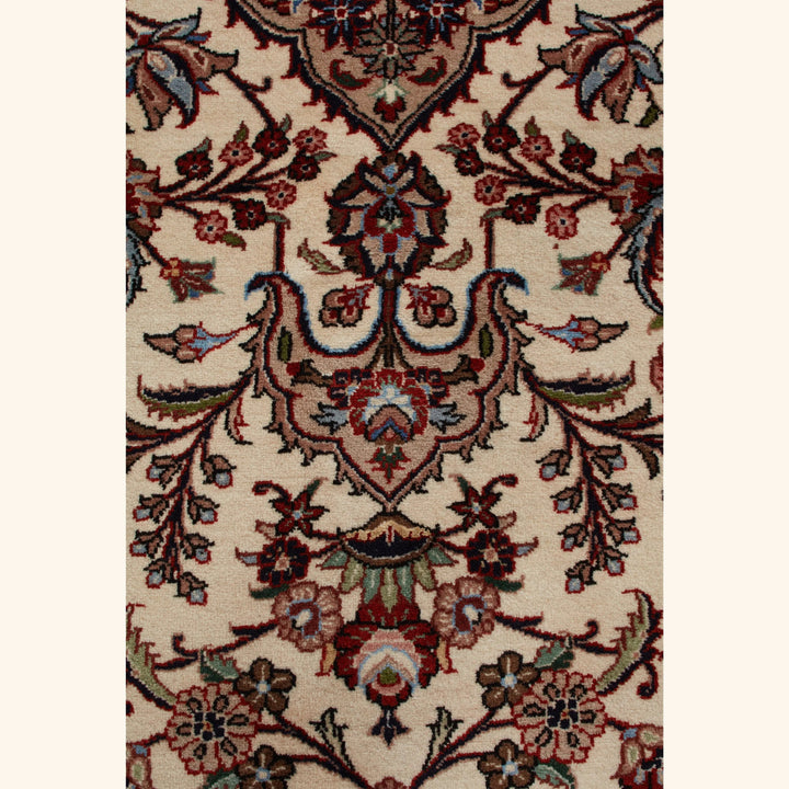 Ivory Traditional Persian Kashmar Wool Rug - 8'2" x 11'2"