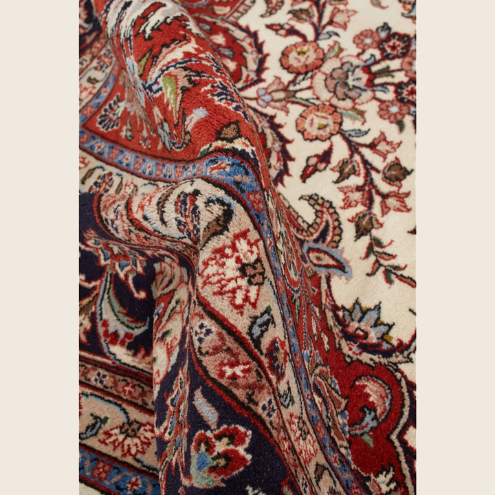 Ivory Traditional Persian Kashmar Wool Rug - 8'2" x 11'2"