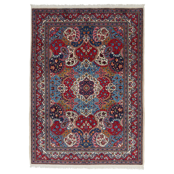 Red Traditional Persian Sarouk Wool Rug - 6'10" x 9'5"