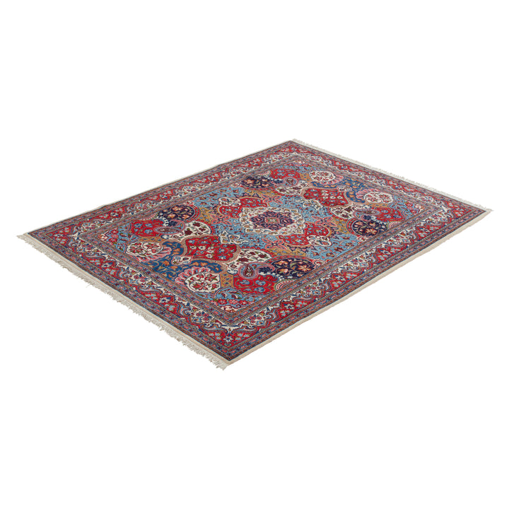 Red Traditional Persian Sarouk Wool Rug - 6'10" x 9'5"