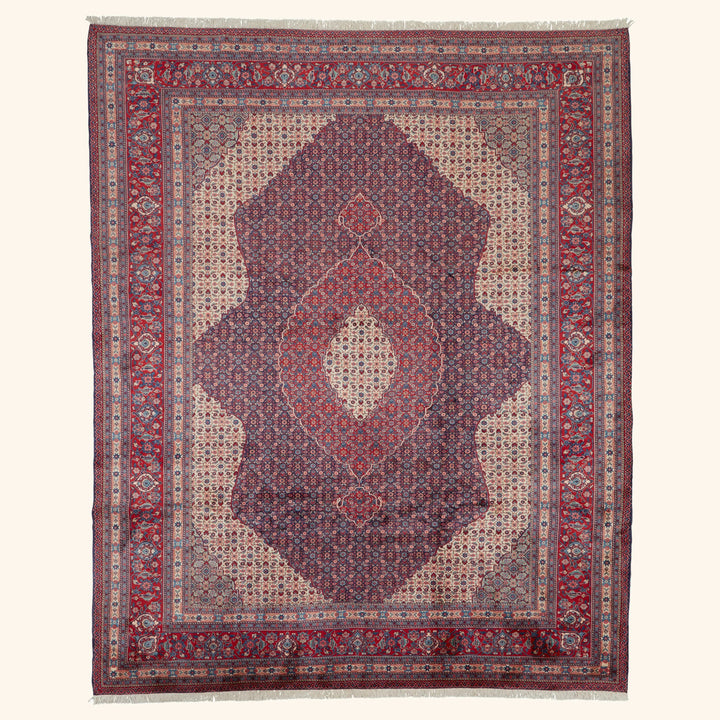 Red Traditional Persian Sarouk Wool Rug - 9'8" x 11'10"