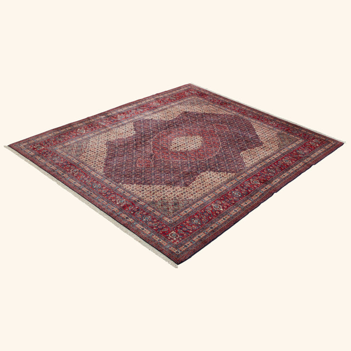 Red Traditional Persian Sarouk Wool Rug - 9'8" x 11'10"