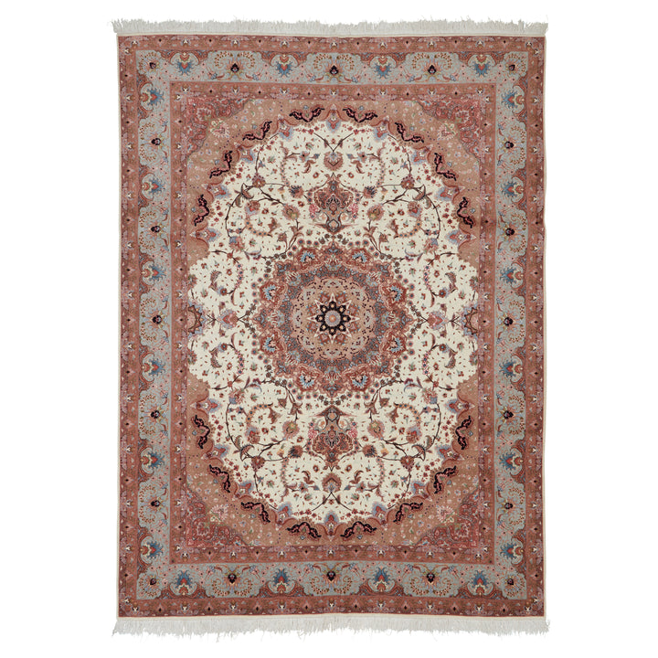 Pink Traditional Persian Tabriz Wool Rug - 8'3" x 11'3"