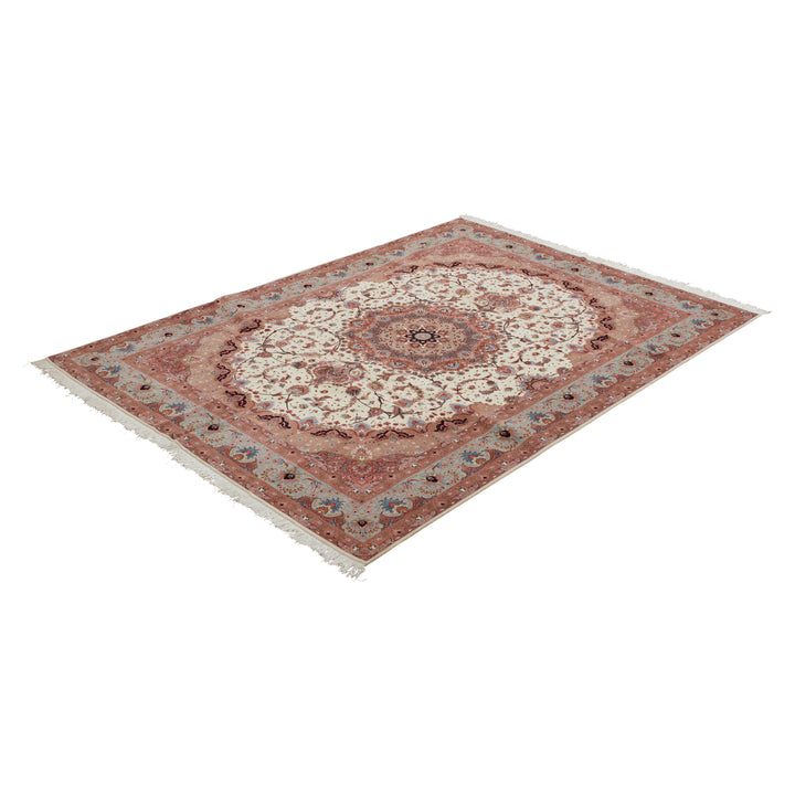Pink Traditional Persian Tabriz Wool Rug - 8'3" x 11'3"