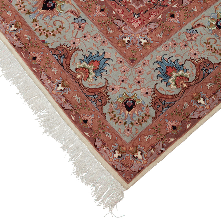 Pink Traditional Persian Tabriz Wool Rug - 8'3" x 11'3"