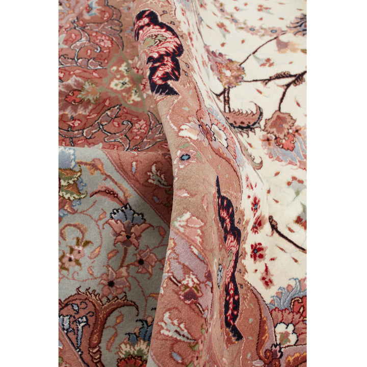 Pink Traditional Persian Tabriz Wool Rug - 8'3" x 11'3"