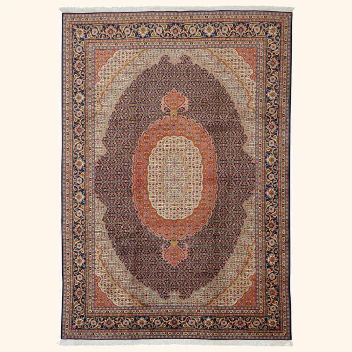 Orange Traditional Persian Tabriz Wool Rug - 8'3" x 11'10"