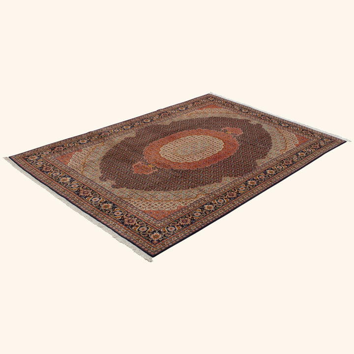 Orange Traditional Persian Tabriz Wool Rug - 8'3" x 11'10"