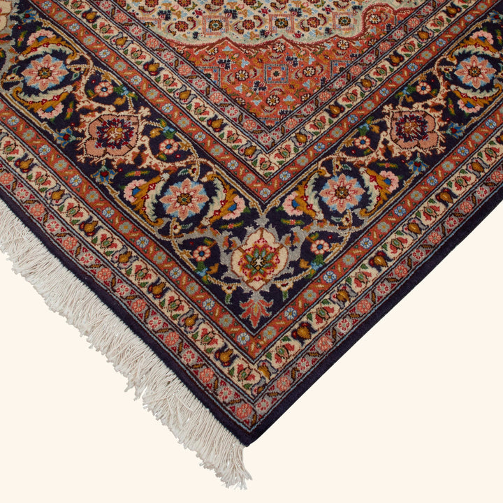 Orange Traditional Persian Tabriz Wool Rug - 8'3" x 11'10"