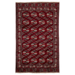 Red Traditional Persian Torkaman Wool Rug - 7'7" x 12'3"