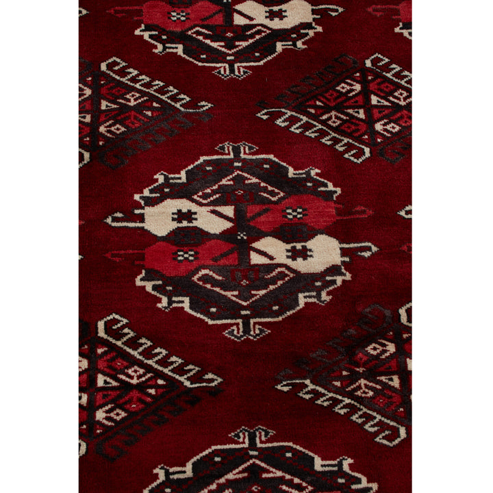 Red Traditional Persian Torkaman Wool Rug - 7'7" x 12'3"