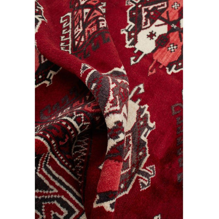 Red Traditional Persian Torkaman Wool Rug - 7'7" x 12'3"