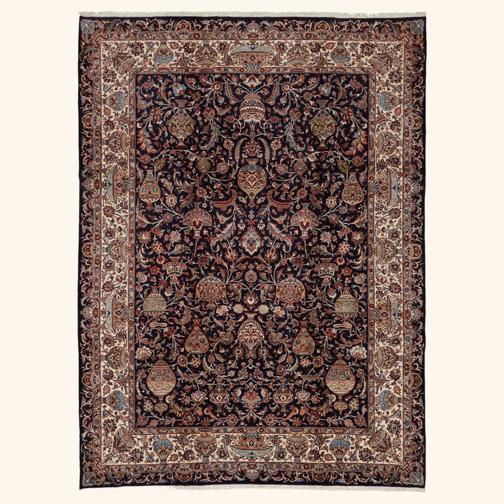 Black Traditional Persian Kashmar Wool Rug - 8'4" x 11'3"
