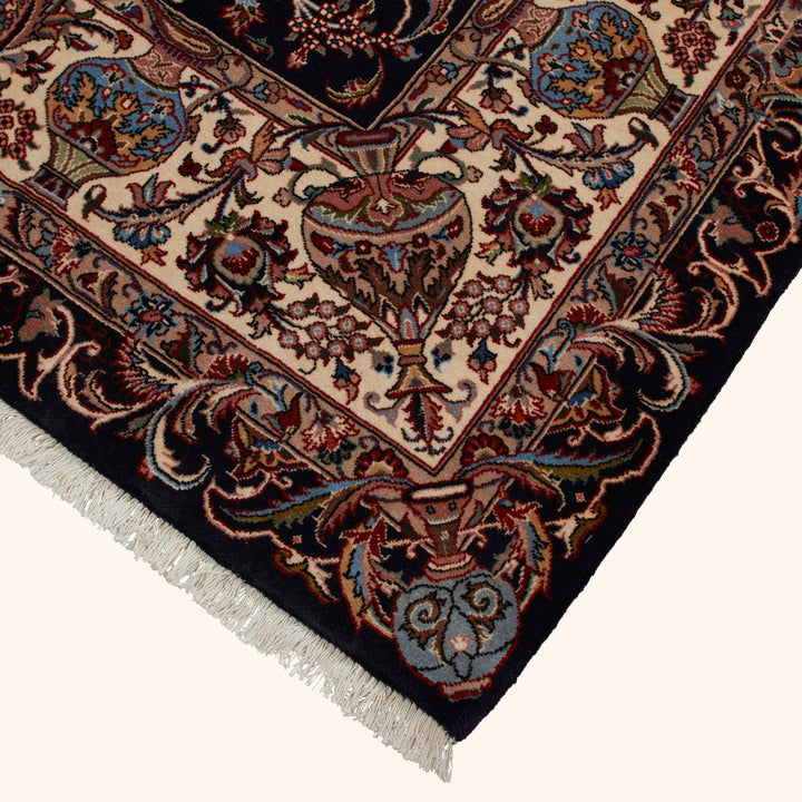 Black Traditional Persian Kashmar Wool Rug - 8'4" x 11'3"