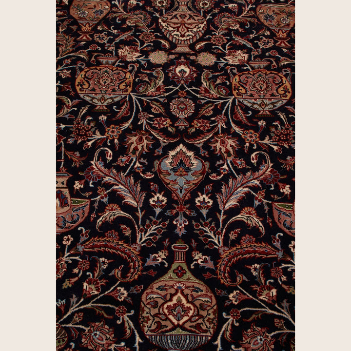 Black Traditional Persian Kashmar Wool Rug - 8'4" x 11'3"