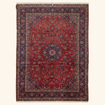 Red Traditional Persian Kashan Wool Rug - 8'9" x 11'9"