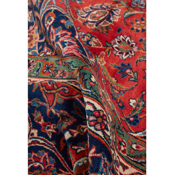 Red Traditional Persian Kashan Wool Rug - 8'9" x 11'9"