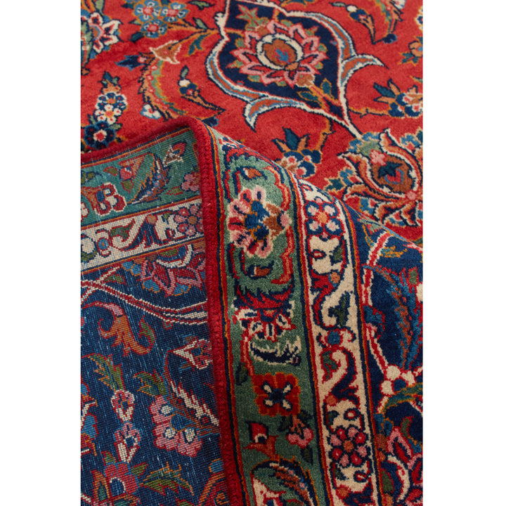 Red Traditional Persian Kashan Wool Rug - 8'9" x 11'9"