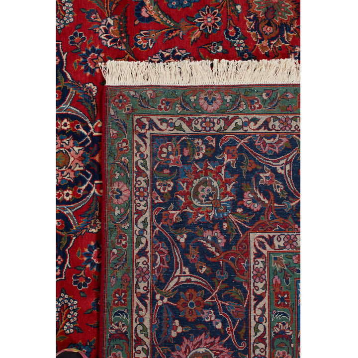 Red Traditional Persian Kashan Wool Rug - 8'9" x 11'9"