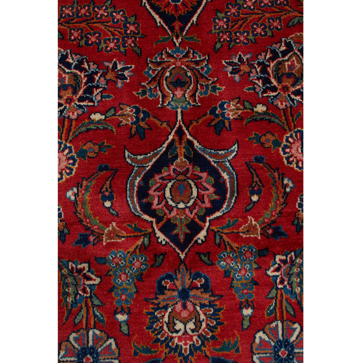Red Traditional Persian Kashan Wool Rug - 8'9" x 11'9"