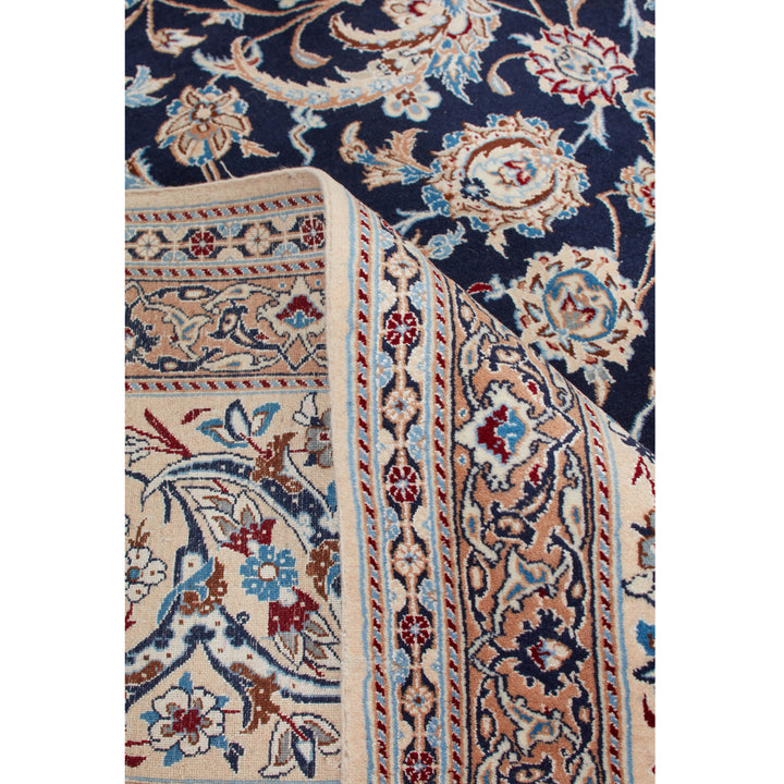 Blue Traditional Persian Nain Wool Silk Blend Rug - 8'8" x 11'10"