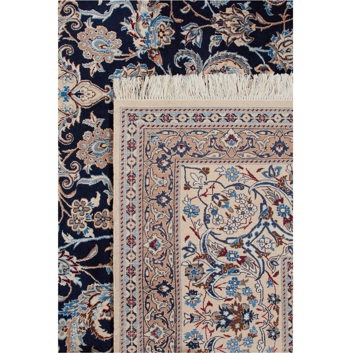 Blue Traditional Persian Nain Wool Silk Blend Rug - 8'8" x 11'10"