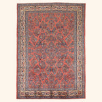 Orange Traditional Persian Sarouk Wool Rug - 8'7" x 11'7"