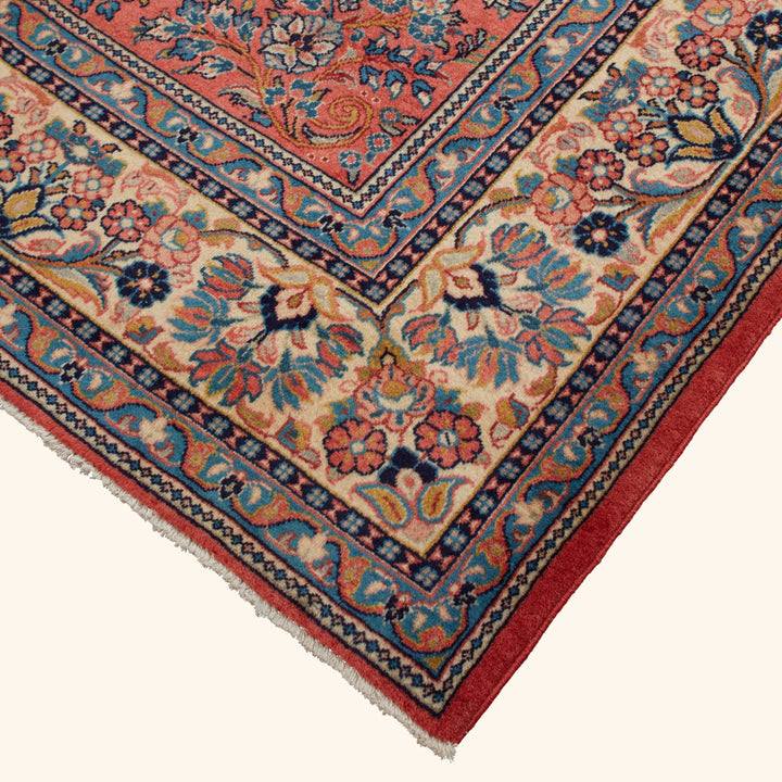 Orange Traditional Persian Sarouk Wool Rug - 8'7" x 11'7"