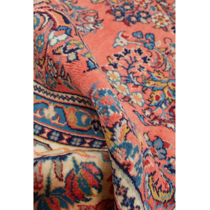 Orange Traditional Persian Sarouk Wool Rug - 8'7" x 11'7"