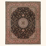 Black Traditional Persian Tabriz Wool Rug - 8'2" x 10'