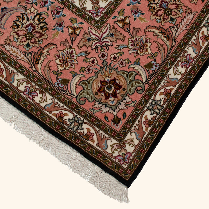 Black Traditional Persian Tabriz Wool Rug - 8'2" x 10'