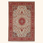 Ivory Traditional Persian Tabriz Wool Rug - 6'6" x 9'8"