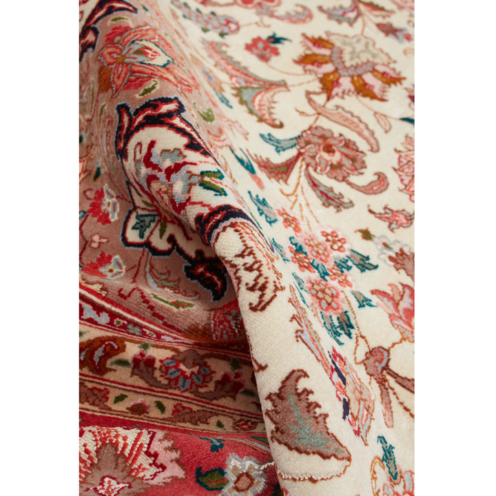Ivory Traditional Persian Tabriz Wool Rug - 6'6" x 9'8"