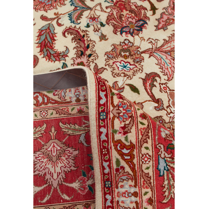 Ivory Traditional Persian Tabriz Wool Rug - 6'6" x 9'8"