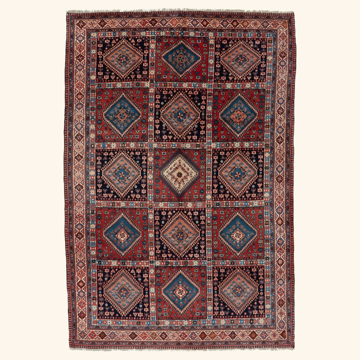 Red Traditional Persian Yalameh Wool Rug - 6'10" x 10'1"