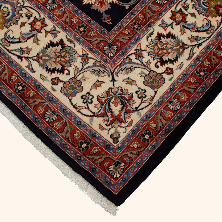 Black Traditional Persian Mashad Wool Rug - 8'3" x 11'2"