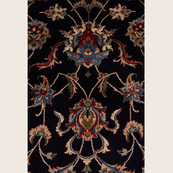 Black Traditional Persian Mashad Wool Rug - 8'3" x 11'2"