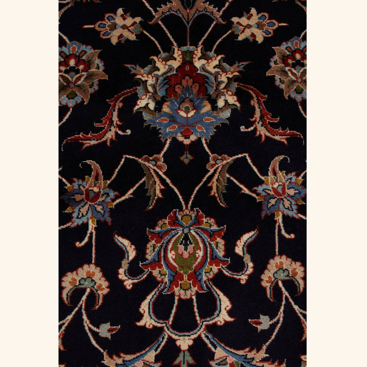 Black Traditional Persian Mashad Wool Rug - 8'3" x 11'2"
