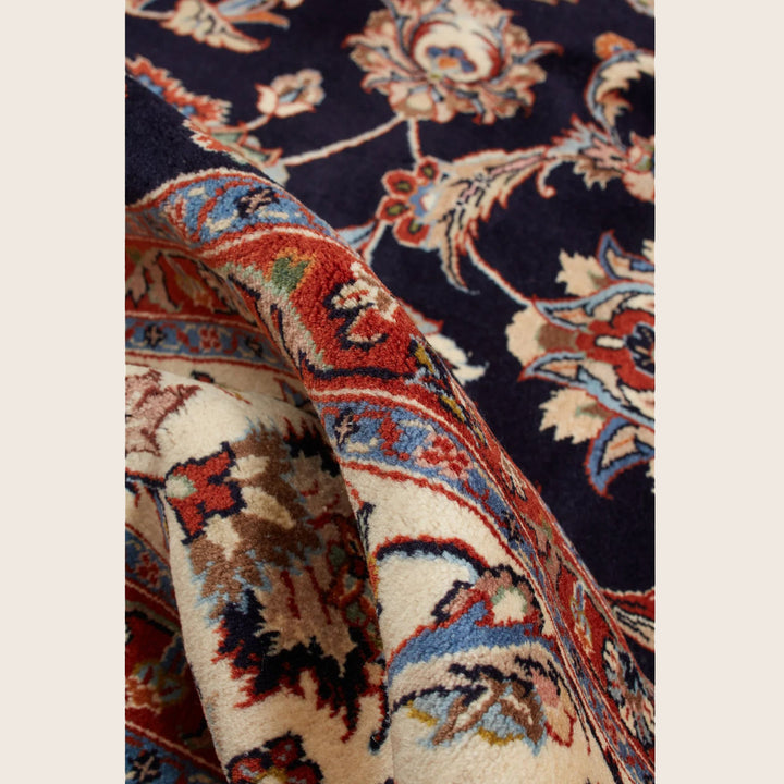 Black Traditional Persian Mashad Wool Rug - 8'3" x 11'2"