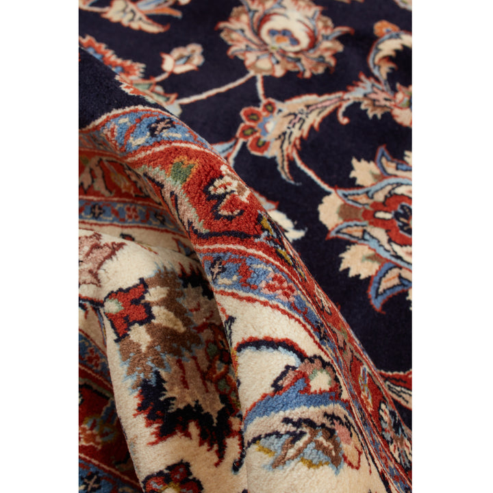 Black Traditional Persian Mashad Wool Rug - 8'3" x 11'2"