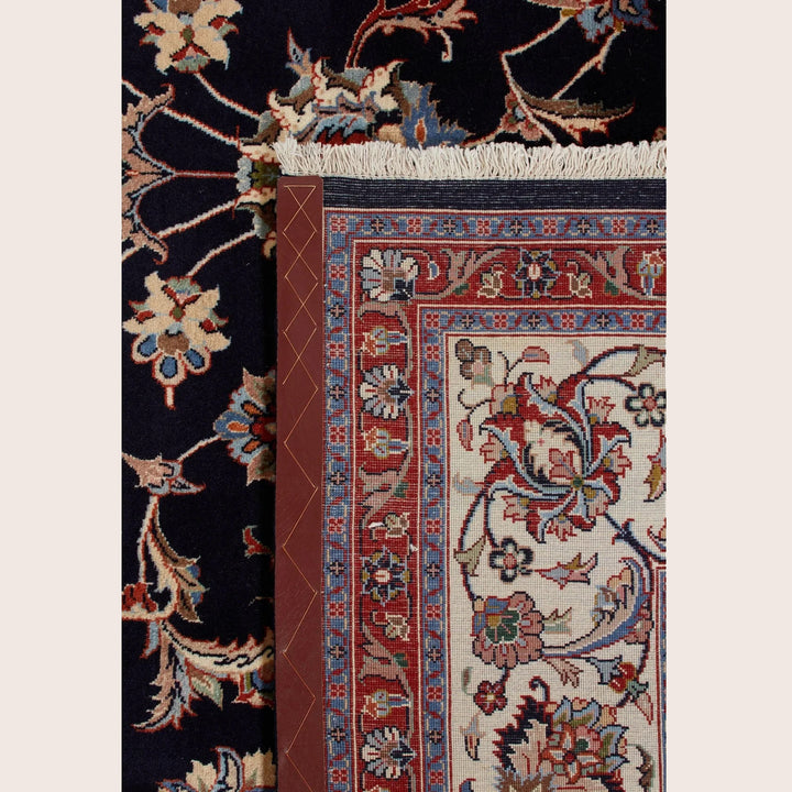 Black Traditional Persian Mashad Wool Rug - 8'3" x 11'2"