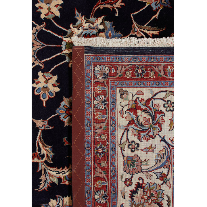 Black Traditional Persian Mashad Wool Rug - 8'3" x 11'2"