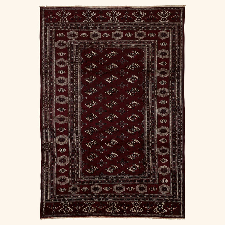 Red Traditional Persian Baluch Wool Rug - 8'10" x 12'10"