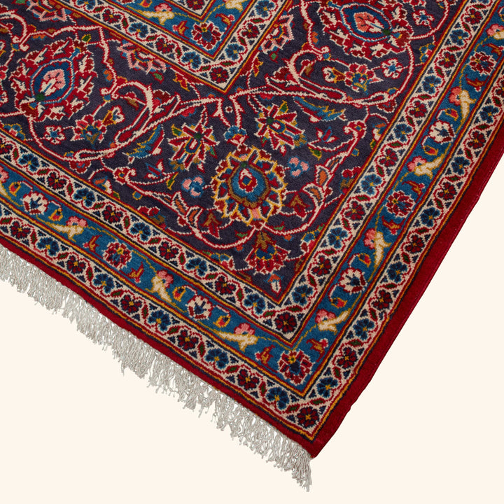 Red Traditional Persian Kashan Wool Rug - 8'3" x 12'