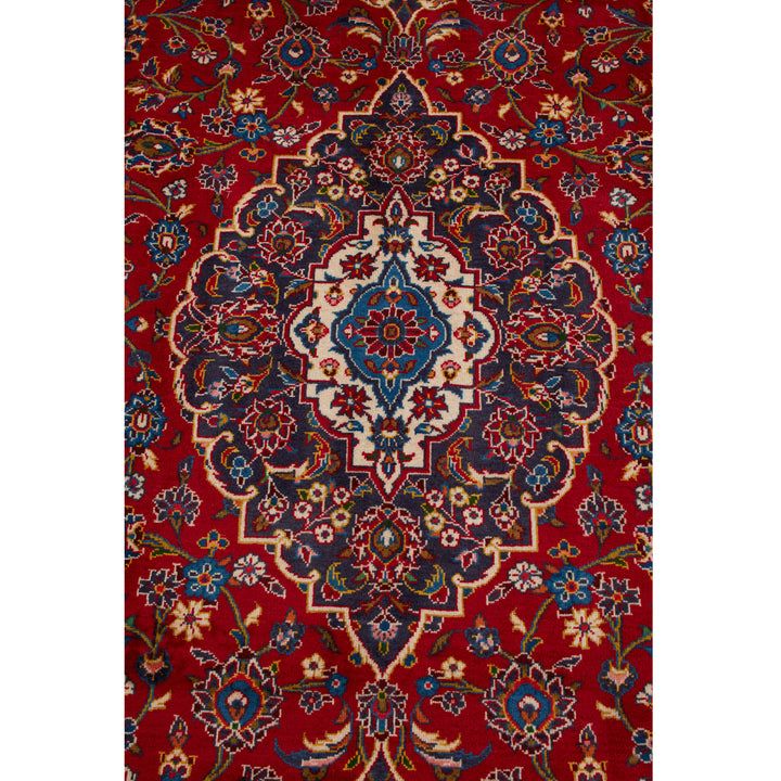 Red Traditional Persian Kashan Wool Rug - 8'3" x 12'