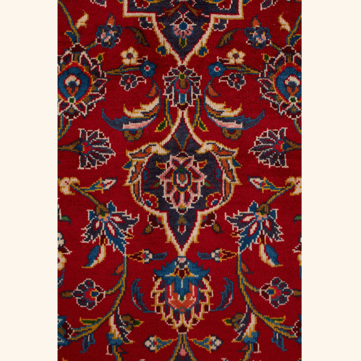 Red Traditional Persian Kashan Wool Rug - 8'3" x 12'