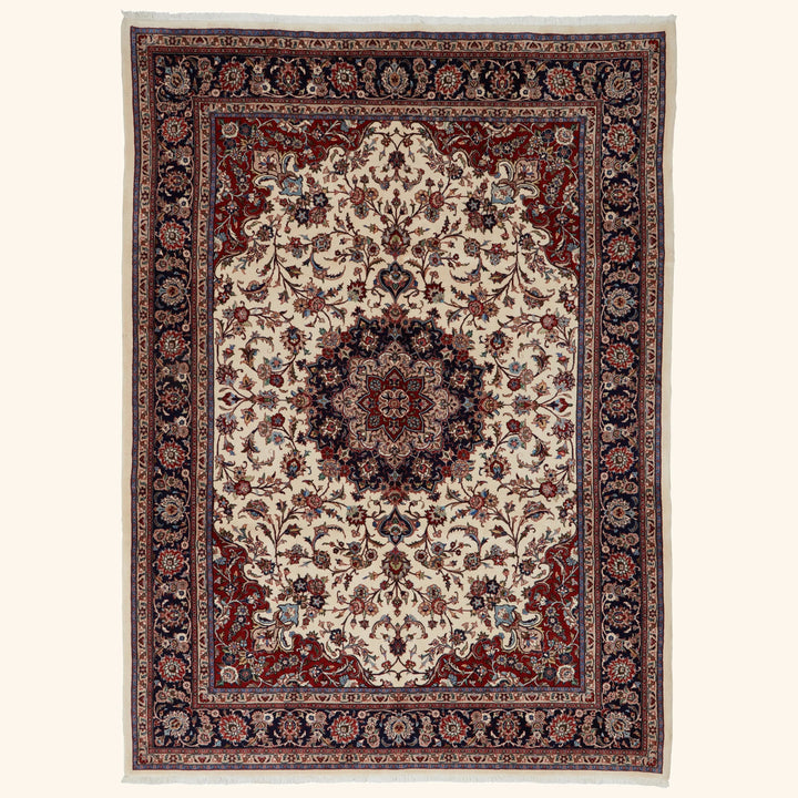 Ivory Traditional Persian Kashmar Wool Rug - 8' x 11'