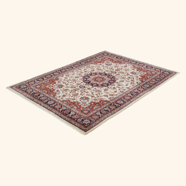 Ivory Traditional Persian Kashmar Wool Rug - 8' x 11'