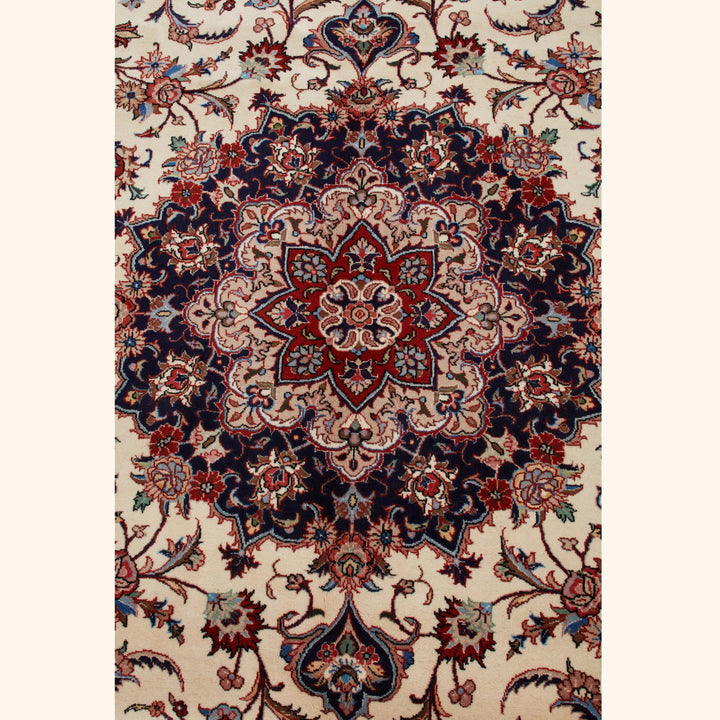 Ivory Traditional Persian Kashmar Wool Rug - 8' x 11'