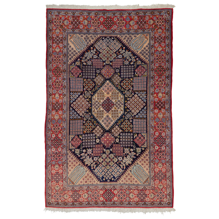 Black Traditional Persian Josagan Wool Rug - 6'9" x 10'5"